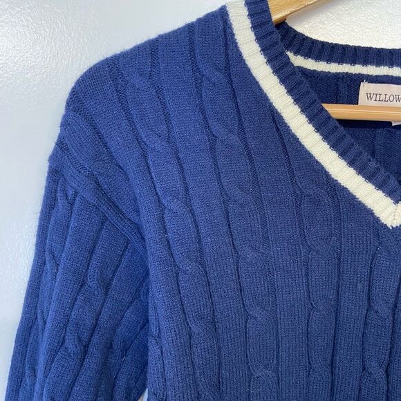 Willow & Wind Size M Navy Blue and White Cable Knit Cropped Girlhoodcore Sweater - Picture 4 of 7